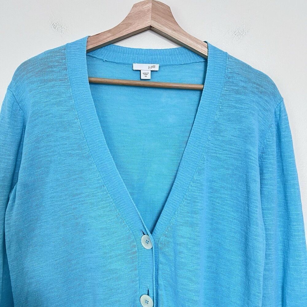 J. Jill Linen Blend LightweightCardigan Sweater Button Front Long Sleeve Size XS - Picture 3 of 7